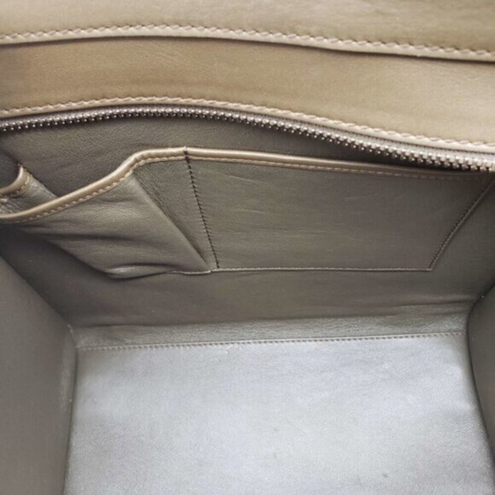 Authentic Celine Nano Luggage Taupe Leather Tote Bag Top Handle Crossbody Luxury - Picture 13 of 16